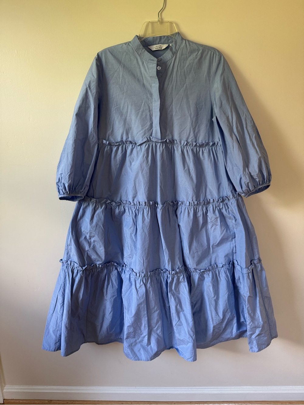& other stories Voluminous Tiered Puff Sleeve Midi Dress Sz 4